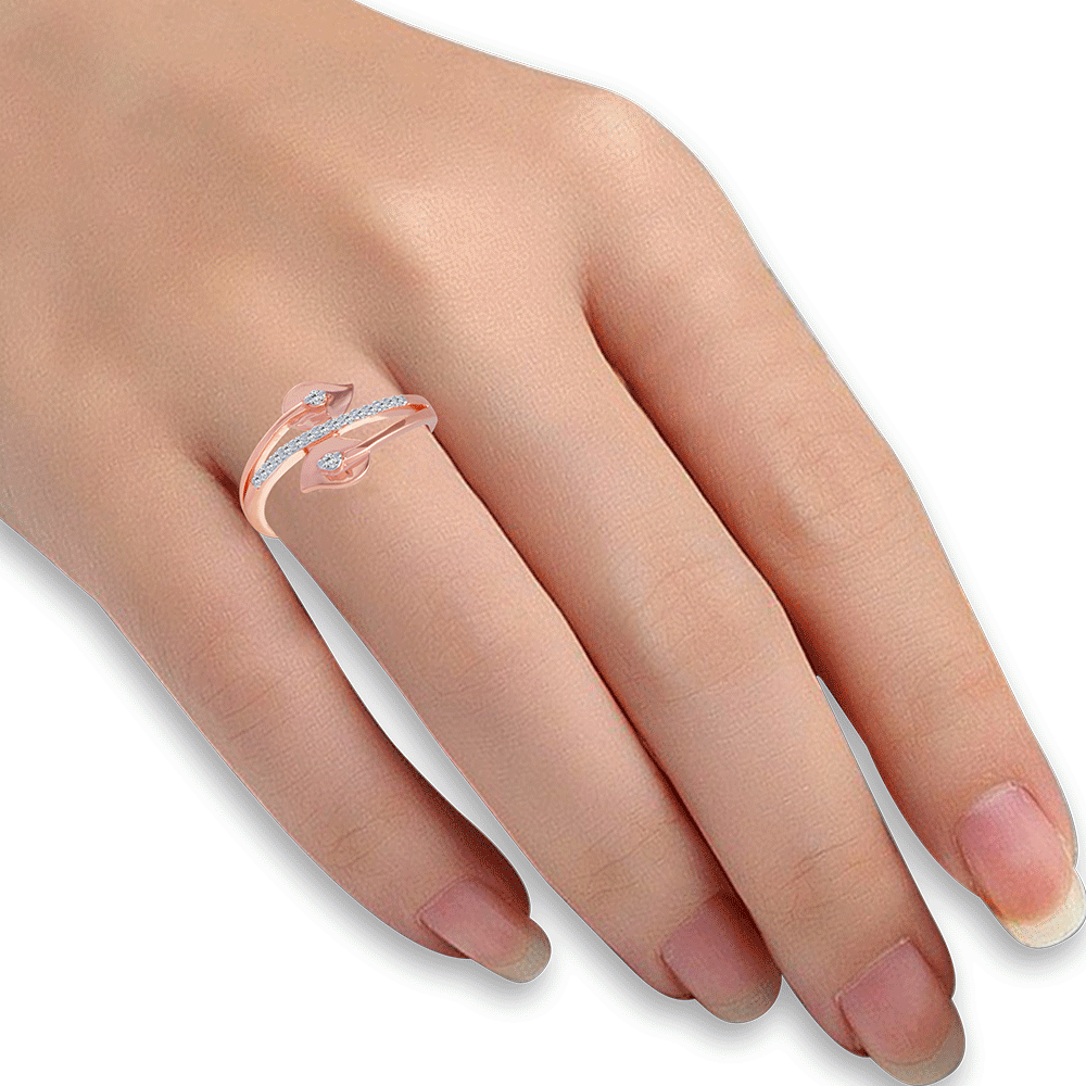 Bypass Engagement Ring Setting In Rose Gold - Modern Design