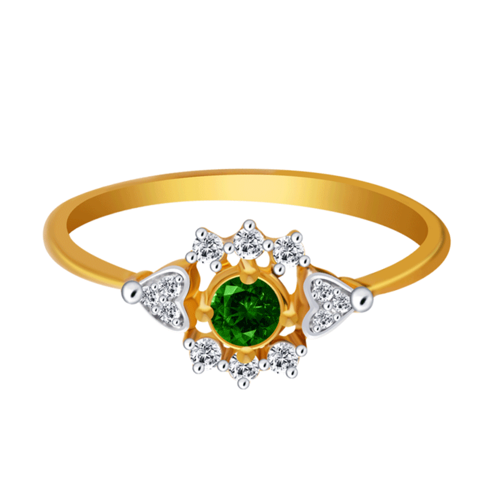 22K Gold Ring For Men with Cz & Green Stone (Close Setting) - 235-GR4702 in  11.700 Grams