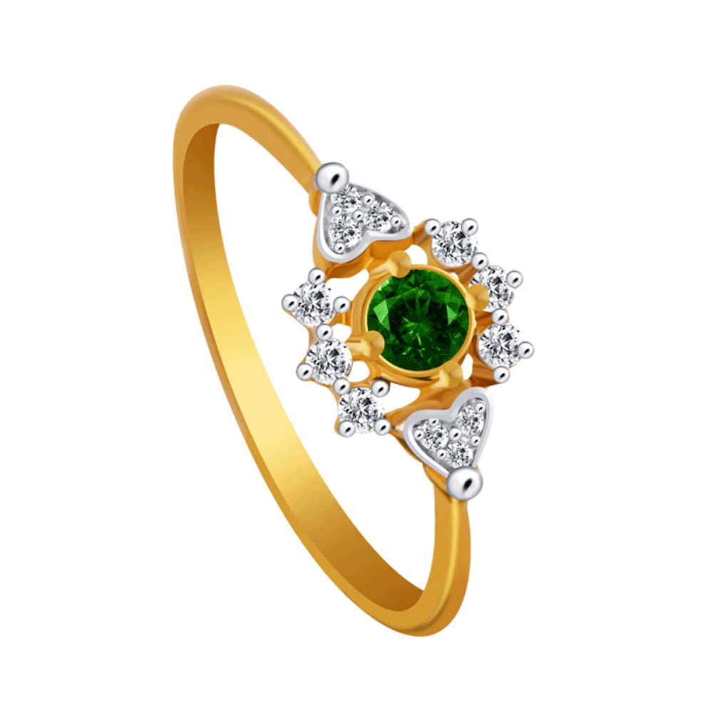 14KT Yellow Gold Diamond & Green Emerald-Cut Lab Created Emerald Ring NEW 7  | eBay