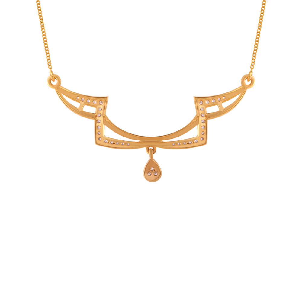 14KT (585) Yellow Gold and American Diamond Chain for Women