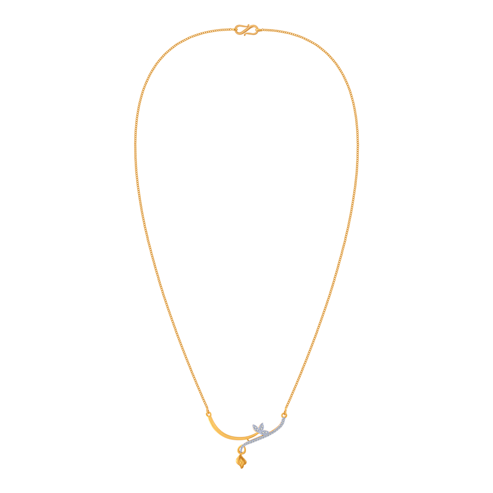 14KT (585) Yellow Gold and American Diamond Chain for Women