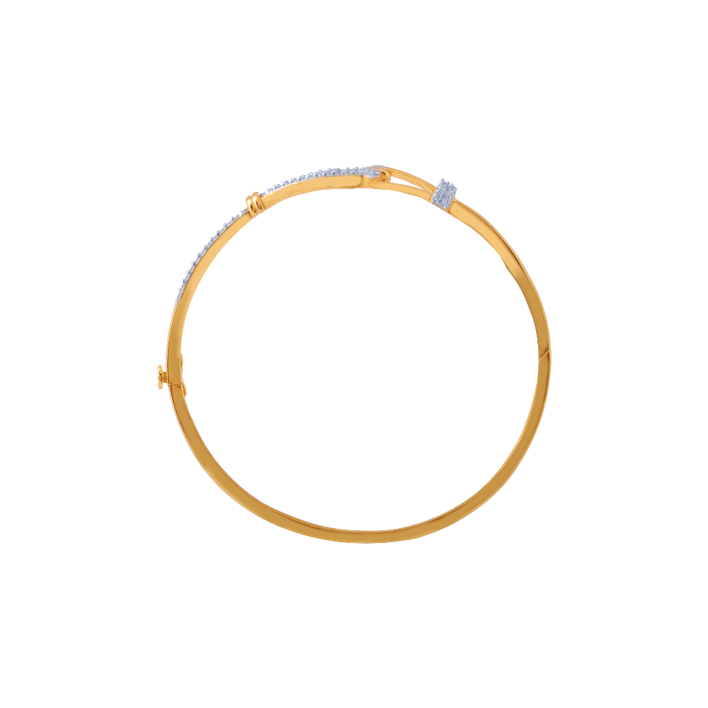 14KT (585) Yellow Gold and American Diamond Bangle for Women