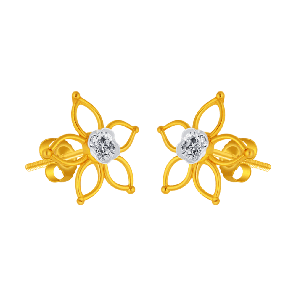 14 Karat yellow gold floral stud earring for women