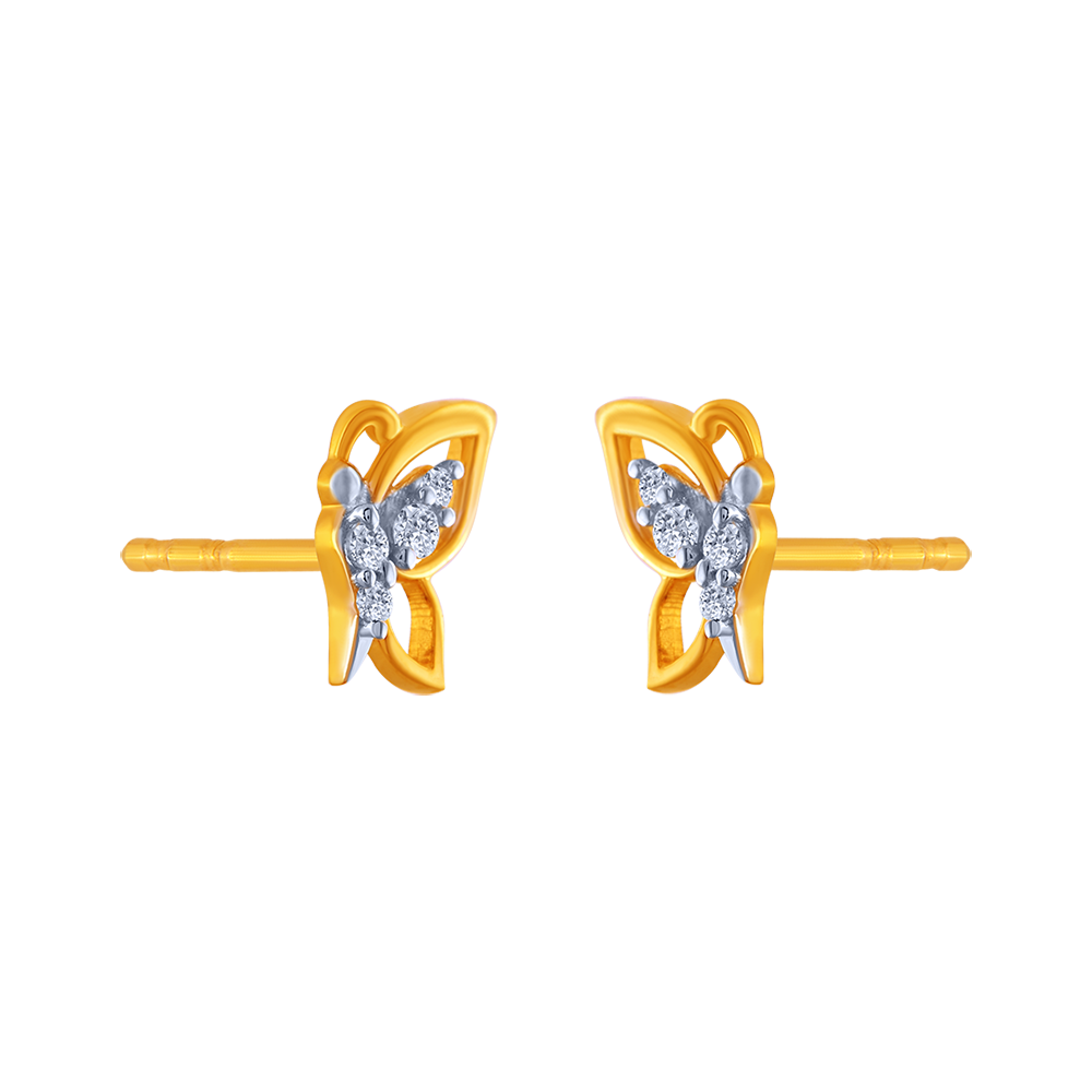 Children's 14ct Yellow Gold Cubic Zirconia Butterfly Stud Earrings |  Ramsdens Jewellery