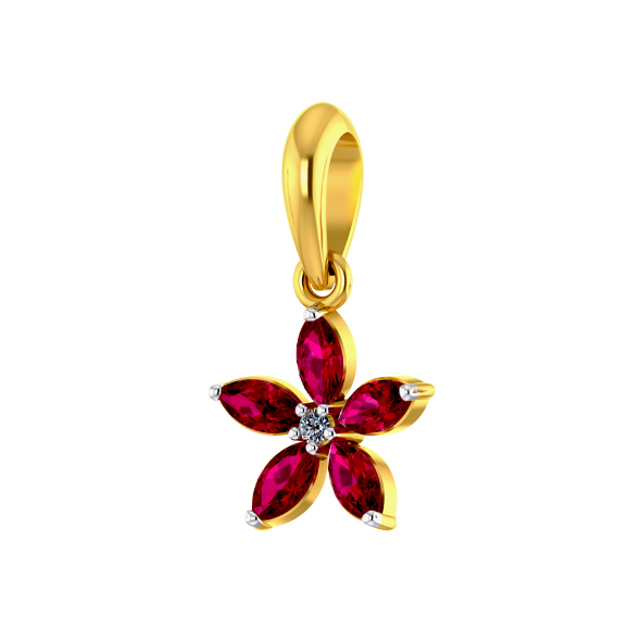 Scarlet Petal Gold Pendant