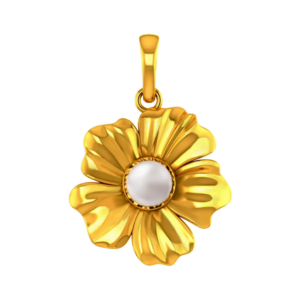 14K Flower shaped pendant with a pearl design