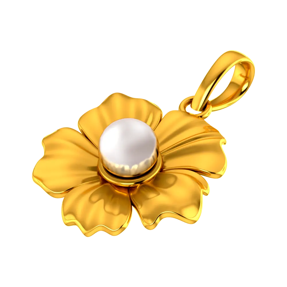 14K Flower shaped pendant with a pearl design