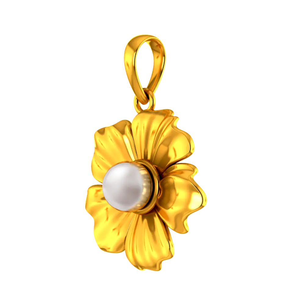 14K Flower shaped pendant with a pearl design