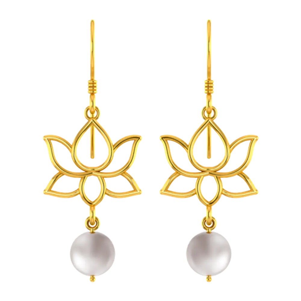 Order Online Lotus Flower and Lakshmi Beautifully crafted Design Gold  Antique Finish Cone Shape Oxidised Jumka Earrings (Pack of 1 Pair)