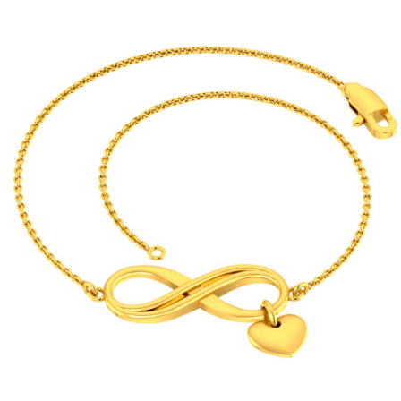Infinity love bracelet for women 14k yellow gold bracelet for young women  by PC Chandra jewellers.