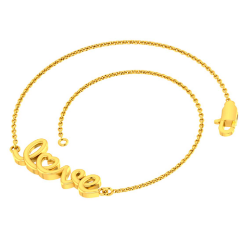14k Kids Gold ID Bracelet with Gold Name Overlay and Tri Color Heart L —  MyBabyGold
