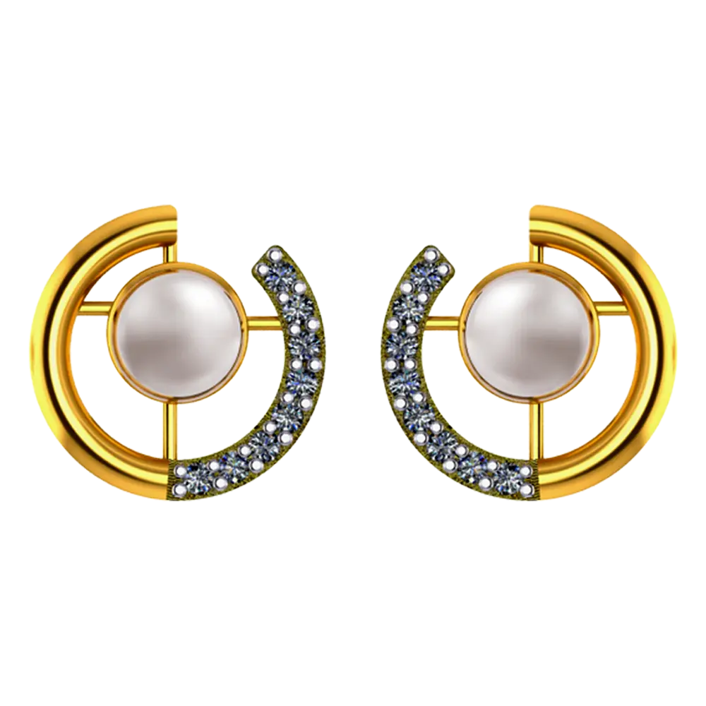 14K Gold earrings with pearl and stone detailing 