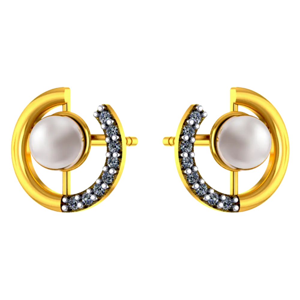 14K Gold earrings with pearl and stone detailing 