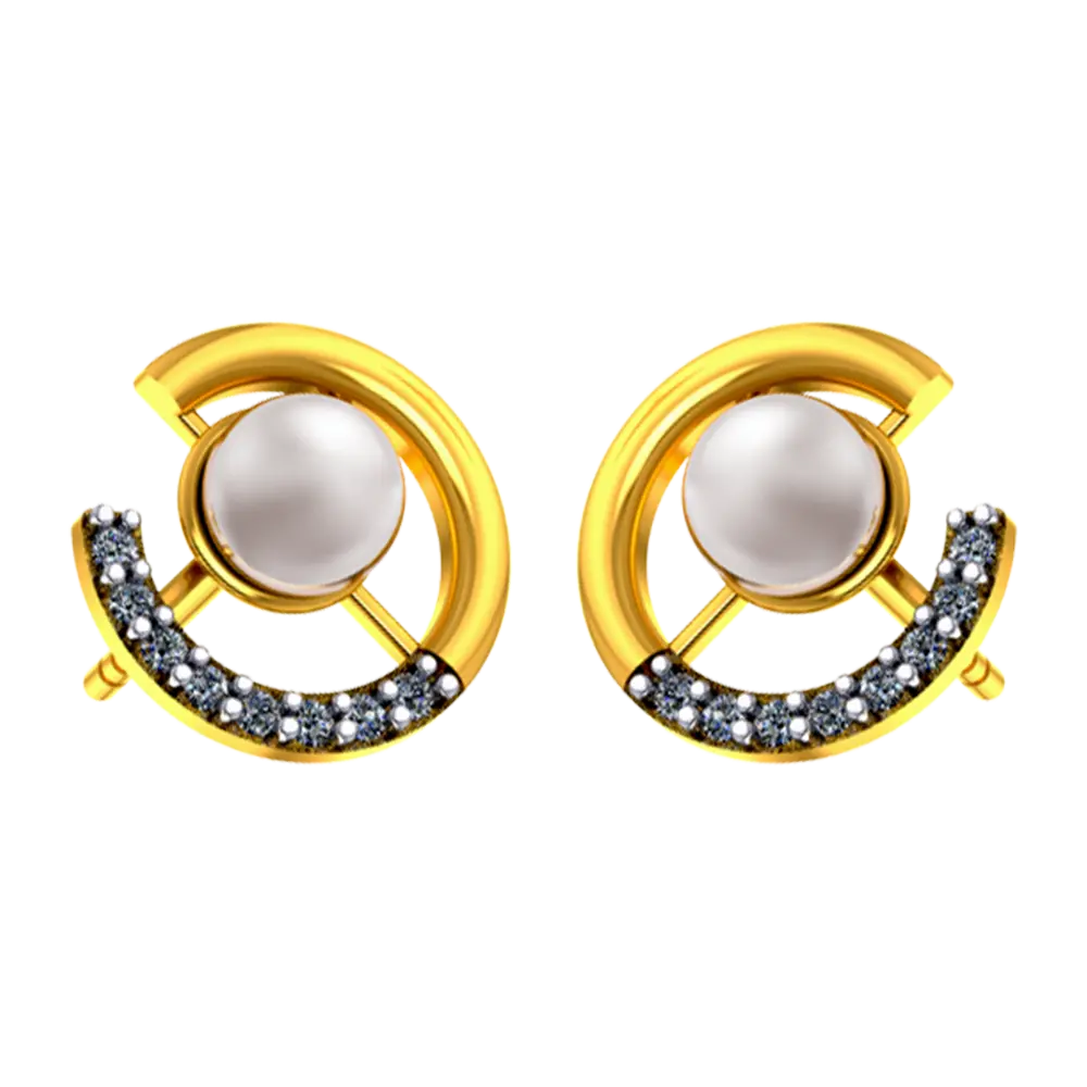 14K Gold earrings with pearl and stone detailing 