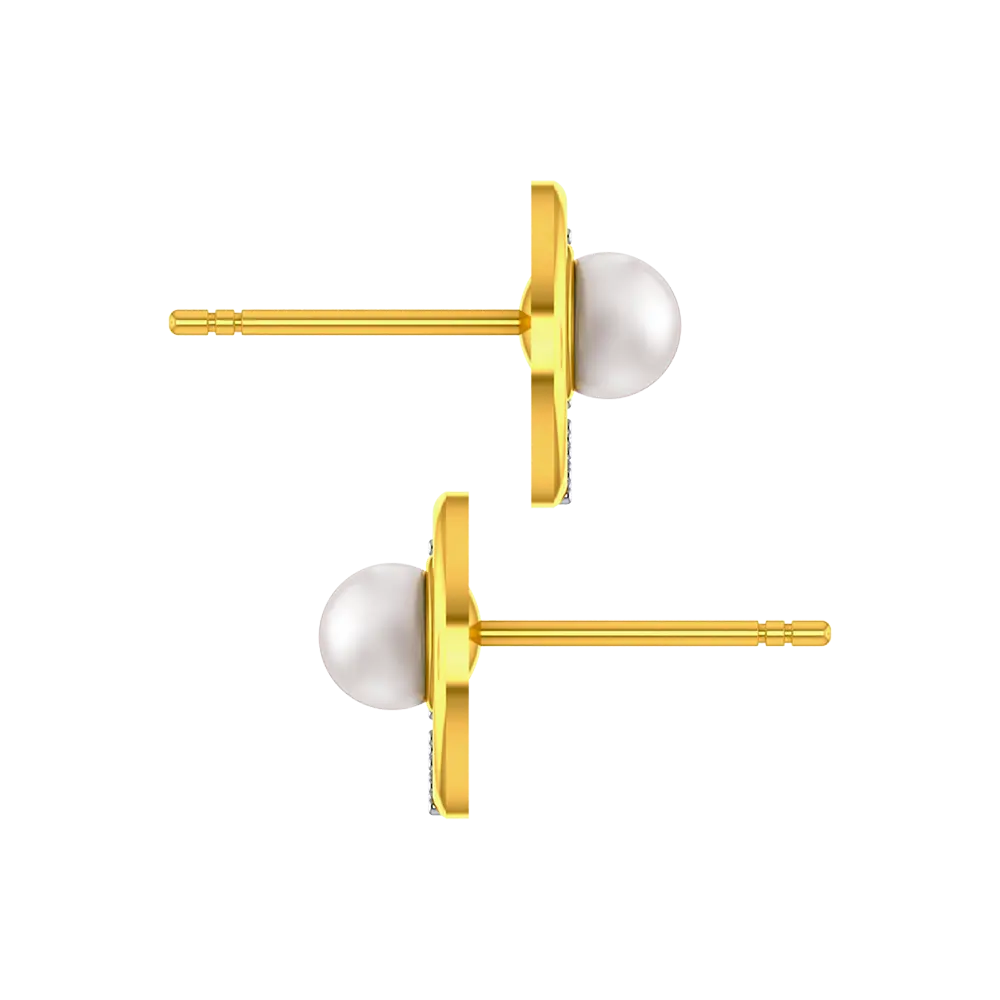 14K Gold earrings with pearl and stone detailing 