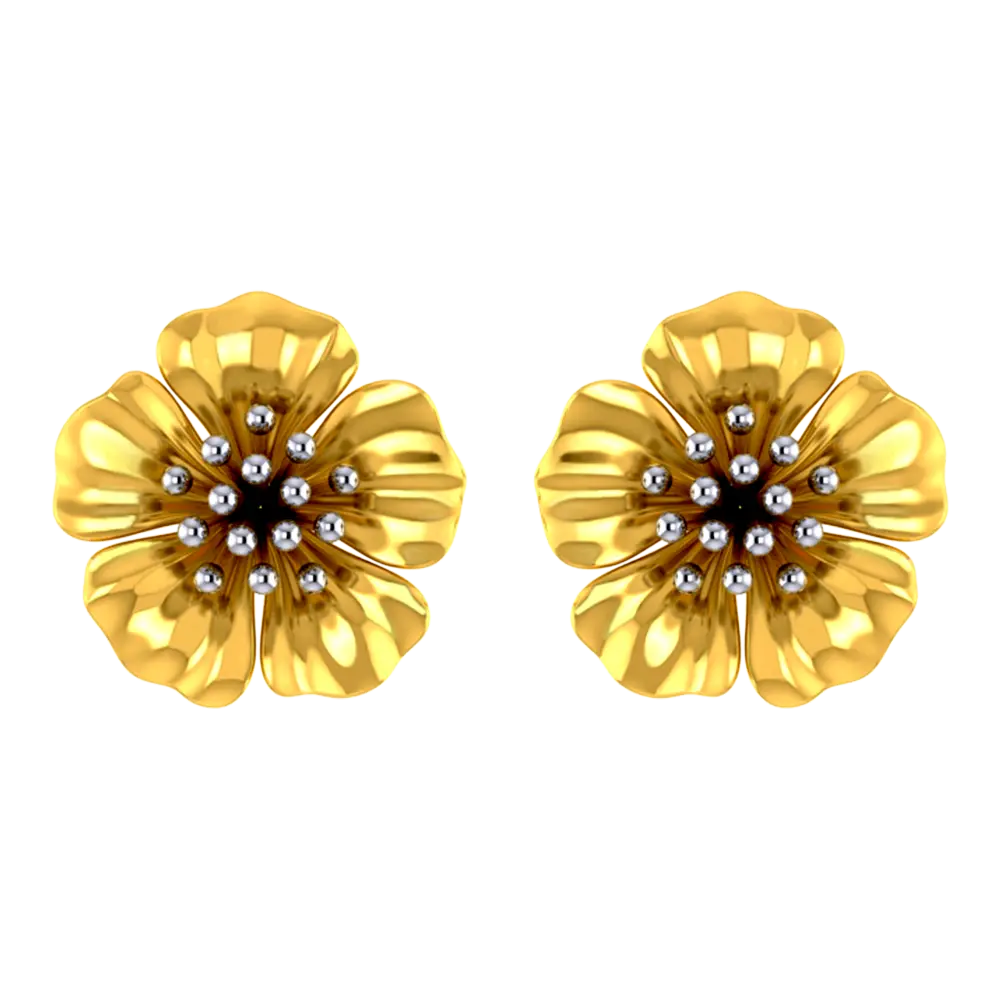 14K Beautiful floral studs with gold petals