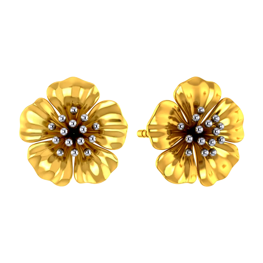 14K Beautiful floral studs with gold petals