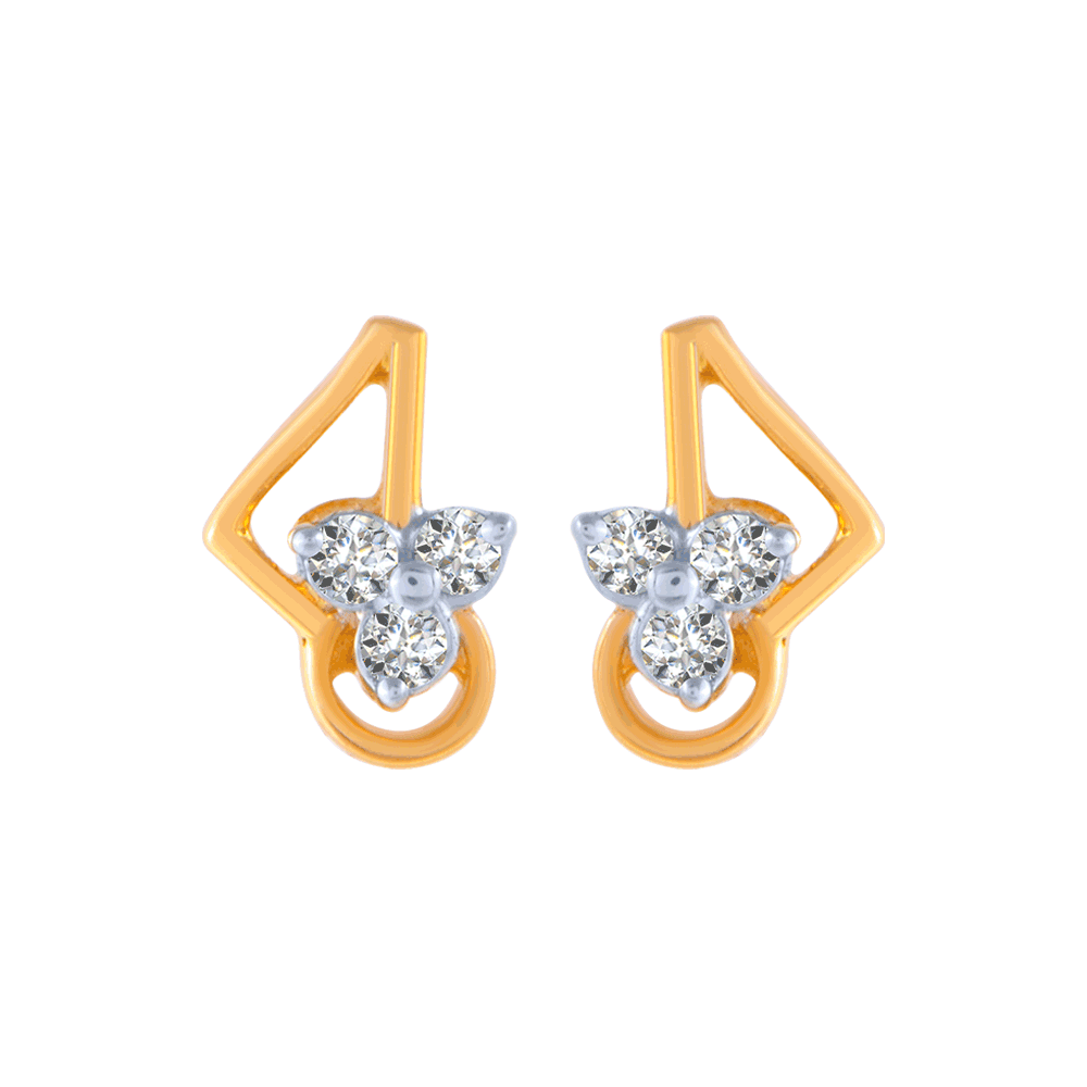 18KT (750) Yellow Gold and Solitaire Stud Earrings for Women