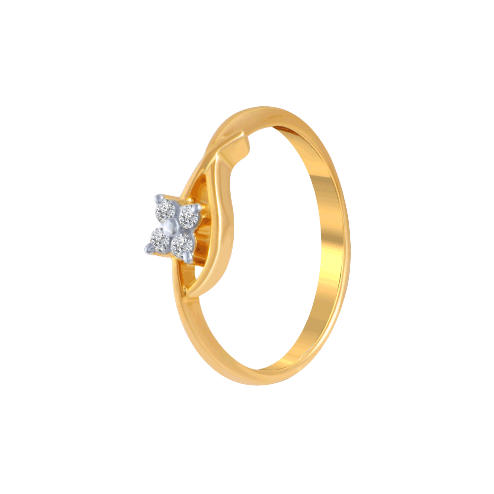 18 Karat yellow gold diamond finger ring engraved with love - PC Chandra