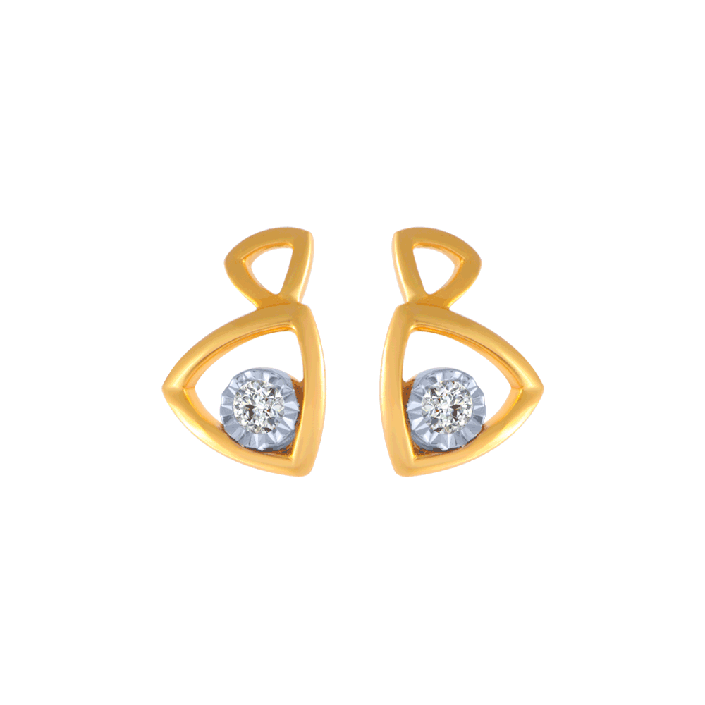 18KT (750) Yellow Gold and Diamond Stud Earrings for Women