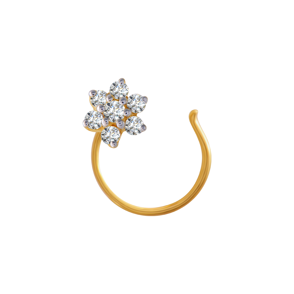Gold Floral Dew Drop Diamond Nose Ring – GIVA Jewellery