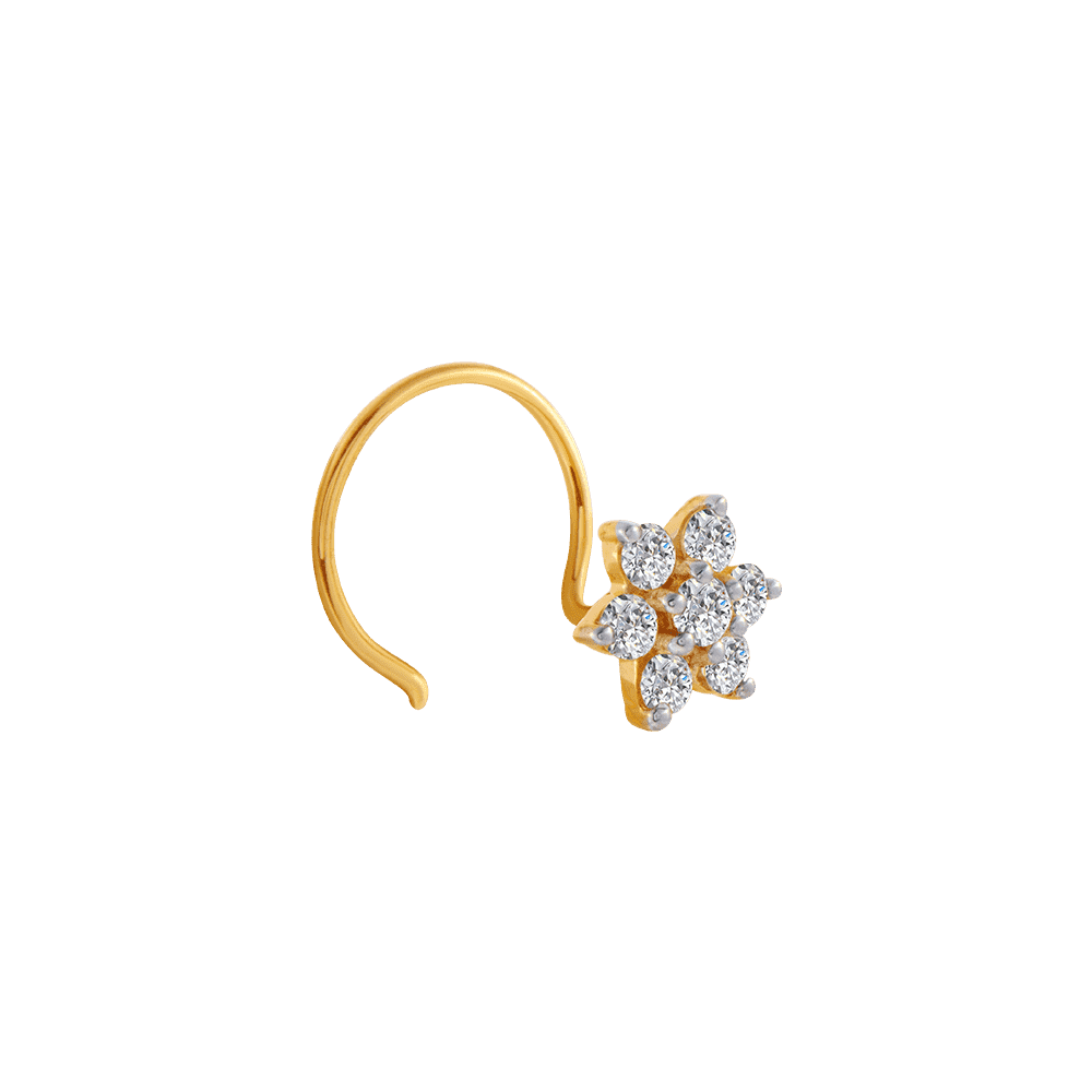 18KT (750) Yellow Gold and Diamond Nose Pin for Women