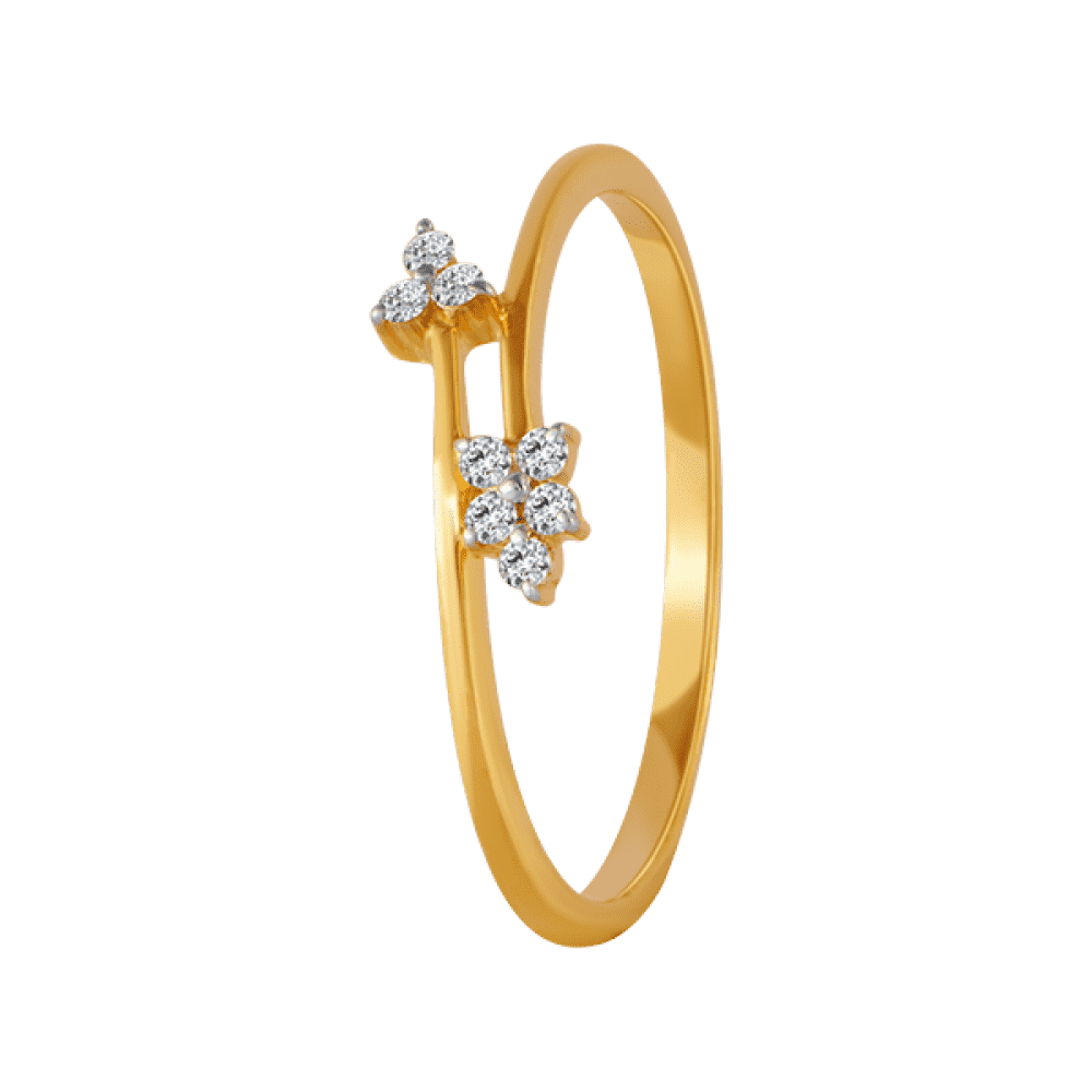 Intertwining Leaves Rose Gold and Diamond Finger Ring