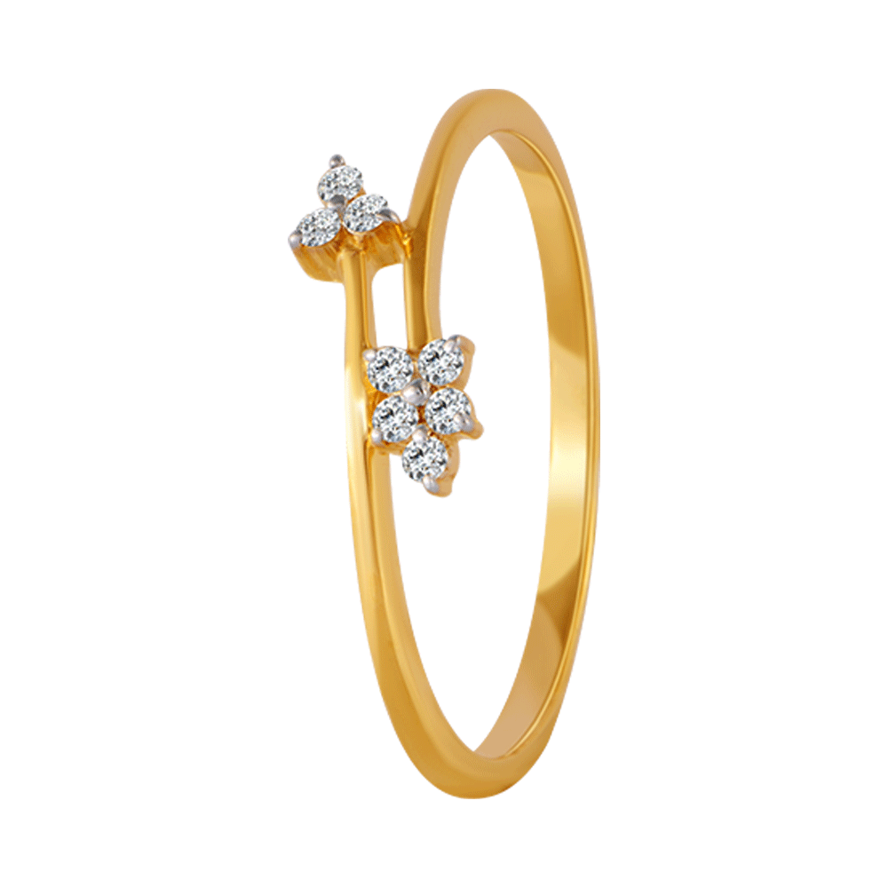 Perennial Yellow Gold And Diamond Triad Finger Ring