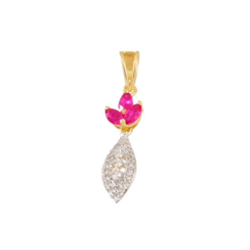 18KT (750) Yellow Gold, Diamond and Ruby Pendant for Women