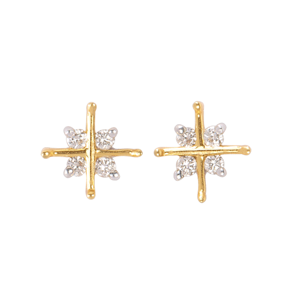 18KT (750) Yellow Gold and Diamond Clip-On Earring for Women
