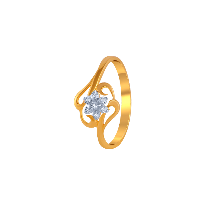 P.C. Chandra Jewellers 14KT Yellow Gold and American Diamond Ring for Women  : Amazon.in: Fashion