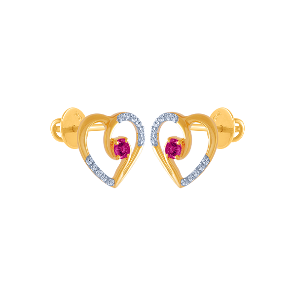 18K (750) Yellow Gold and Diamond Stud Earrings for Women