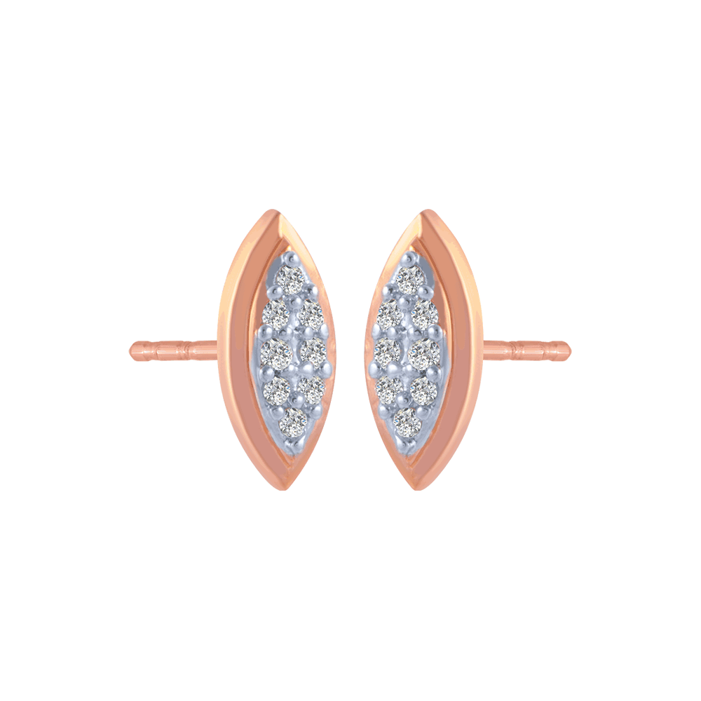 18KT (750) Rose Gold and Diamond Stud Earrings for Women