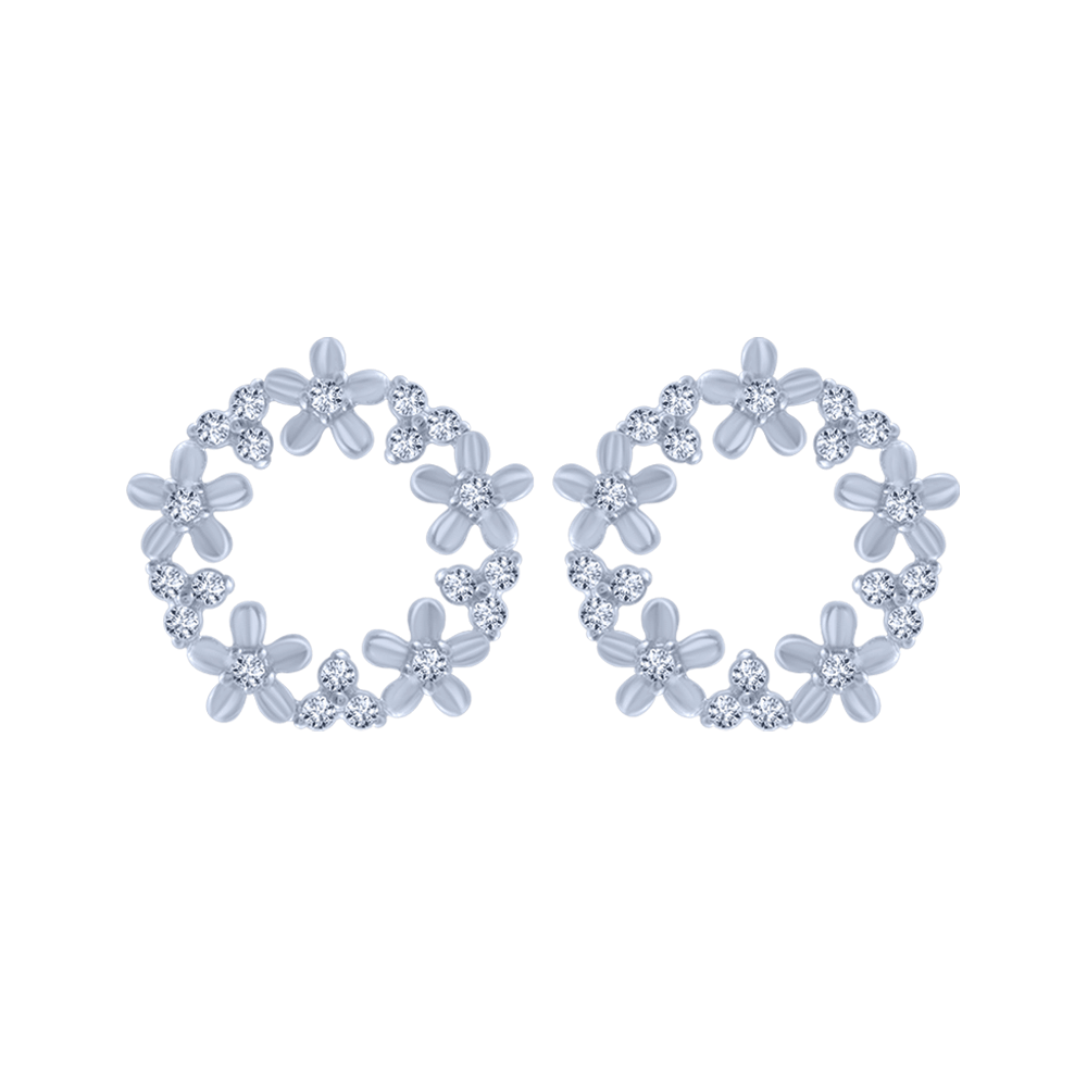18KT (750) White Gold and Solitaire Stud Earrings for Women