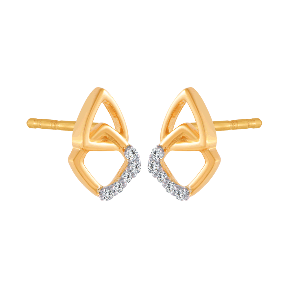 18KT (750) Yellow Gold and Diamond Stud Earrings for Women