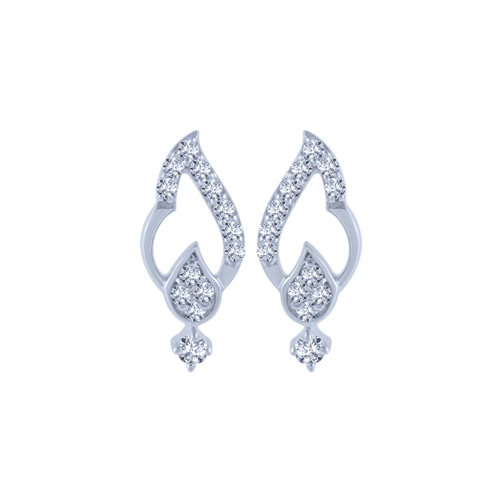 18KT (750) White Gold and Diamond Stud Earrings for Women