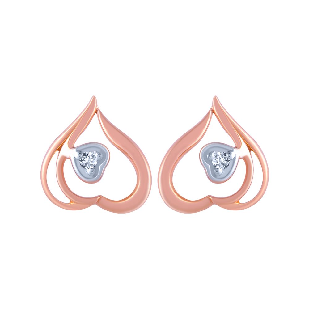 18k (750) Rose Gold and Diamond Stud Earrings for Women