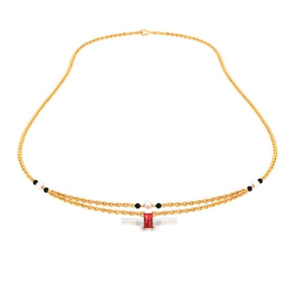 18K Gold Mangalsutra adorned with a red stone from PC Chandra
Jewellers' Mangalsutra Collection 