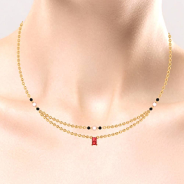 18K Gold Mangalsutra adorned with a red stone from PC Chandra
Jewellers' Mangalsutra Collection 
