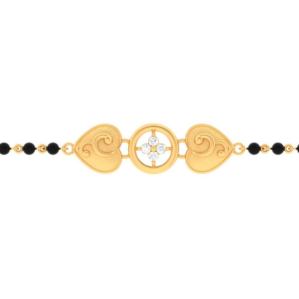 18K Unique Gold Mangalsutra Braclet with four diamonds from PC Chandra Diamond Mangalsutra Collection