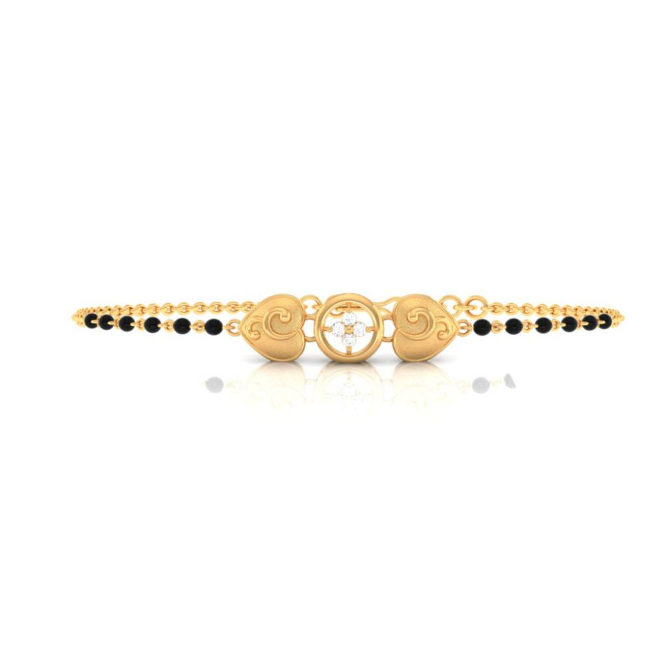 18K Unique Gold Mangalsutra Braclet with four diamonds from PC Chandra Diamond Mangalsutra Collection