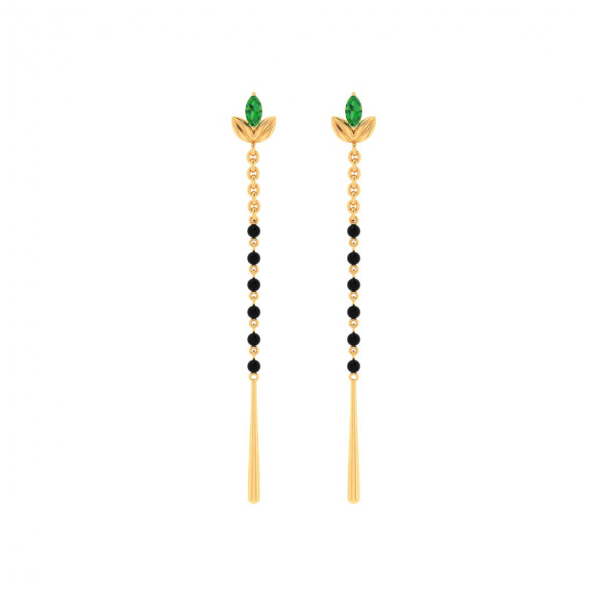 18K Gold Mangalsutra earrings with black and green stone from
Mangalsutra Collection 