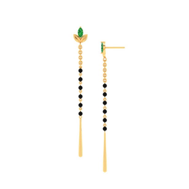 18K Gold Mangalsutra earrings with black and green stone from
Mangalsutra Collection 