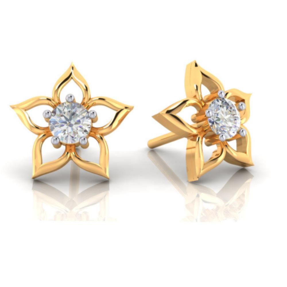 Flower shaped diamond earrings with 18K gold 