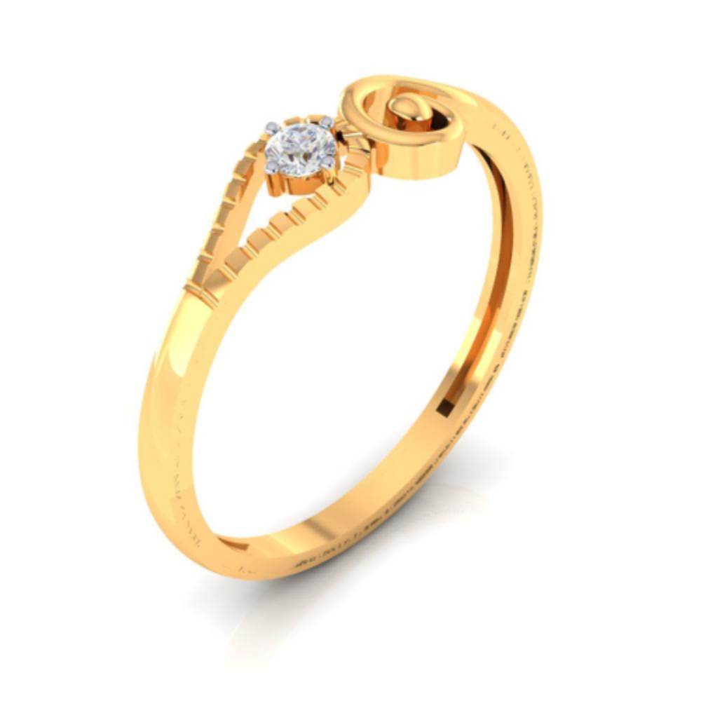 Gazing One-side Kalka Shape Diamond Ring