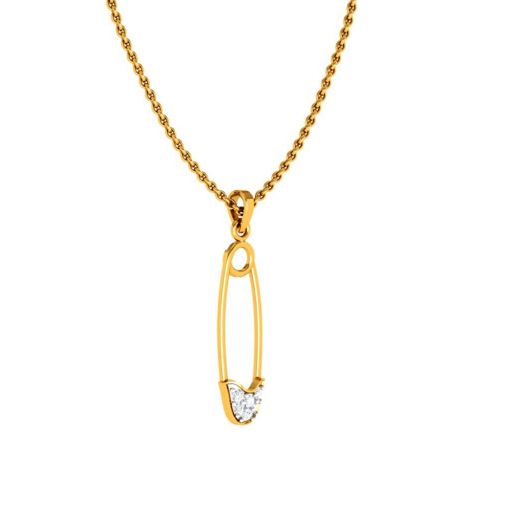 18KT (750) Yellow Gold Diamond Pendant for Woman