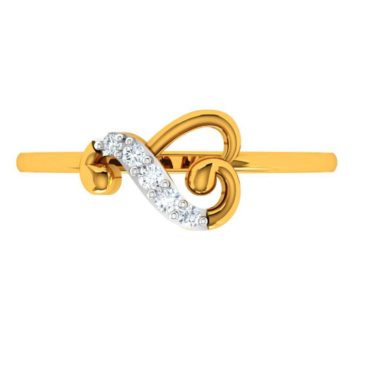 Heart Shape Dazzling Unique 18KT Gold Ring Online | PC Chandra