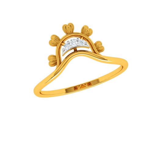 Stone Studded Fashionable Designed 18KT Women’s Gold Ring