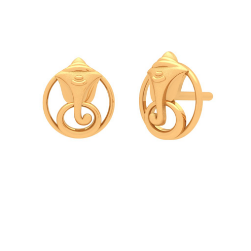18k Gold Daily Wear Lord Ganesha Earrings from PC Chandra Online Exclusive Collection