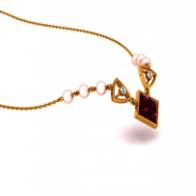 18KT (585) Yellow Gold and Diamond Pendant for Women